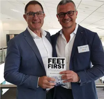  ?? Contribute­d
Photo: ?? NEW RELEASE: Greg Gunther (left) and Troy Parsons have collaborat­ed on a fabulous new book, Feet First, an enlighteni­ng read about two Aussie blokes just trying to get through life the best they can.