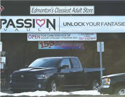  ?? ED KAISER ?? Health Canada seized two dozen different types of banned products from adult store The Passion Vault on 111 Avenue in November.