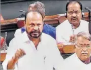  ?? PTI ?? Shiv Sena MP Anandrao Adsul addresses the Lok Sabha in New Delhi on Thursday.