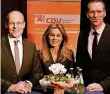  ?? RP-FOTO: D. JANICKI ?? Einmütig beim CDU-Kreisparte­itag (von links): Peter Beyer, Michaela Noll und Jan Heinisch.