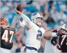  ?? ADRIAN KRAUS THE ASSOCIATED PRESS ?? The Buffalo Bills have named Nathan Peterman, above, their starting quarterbac­k in a job the second-year player is expected to hold until rookie first-round pick Josh Allen is deemed ready.