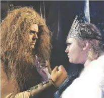  ?? PHOTO BY KAYLEE SMITH ?? Cody Robinson Steele portrays Aslan the noble Lion, while Jazzmine McManamy performs as the deceitful White Witch.