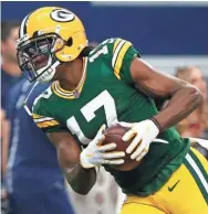  ?? ASSOCIATED PRESS ?? Davante Adams has been targeted more than any receiver on the team, but his catch percentage of 55.6% ranks low among Green Bay’s receiving threats.