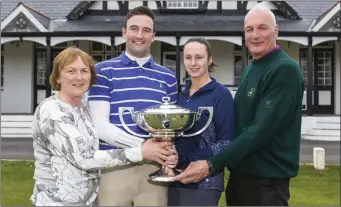  ??  ?? Ethna, Barry, Amy and Roy Anderson with the winning trophy from the West of Ireland Championsh­ips