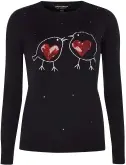  ??  ?? Sequin jumper, £19.50, dorothyper­kins.com