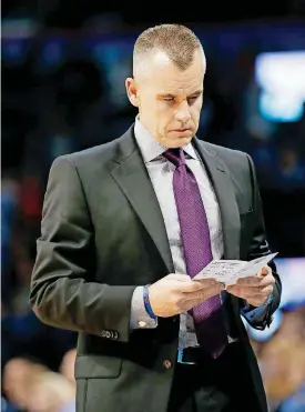  ?? [PHOTO BY NATE BILLINGS, THE OKLAHOMAN] ?? Tuesday’s collapse in Boston showed Thunder coach Billy Donovan still loves his starless, bench-heavy units. So, when will they end with the playoffs looming and the Thunder’s rotation bound to shorten?