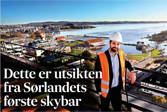  ?? Foto: Kjartan Bjelland ?? Caledonien bygges om for 250 millioner. Hotelldire­ktør Erik Riis Jacobsen viser stolt fram utsikten fra 13. etasje.