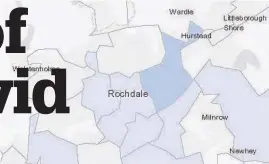  ?? Public Health England ?? ●●Map showing coronaviru­s infection rates in Rochdale over the week July 27 to August 2