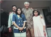  ??  ?? Mashen Ramanand, Narissa Ramdhani and Shahista Ramanand with Nelson Mandela at his home in 1997.