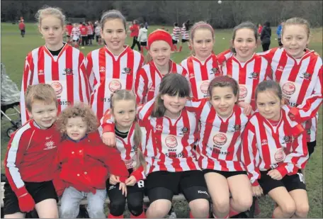  ??  ?? The Enniskerry under-11 girls team (L-R) back: Kerri-anne Murphy, Rachel Cullen, Amy Cahill, Zoe Conboy, Katie Donovan, Lara Gilllespie. Front: Head Coach Adam Cahill, Assistant Coach Joe Cahill, Robyn Brauner, Daniella Singleton, Caitlyn O'callaghan,...