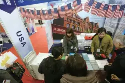  ??  ?? The US pavilion at the 22nd China Internatio­nal Education Exhibition Tour, Beijing, March 25, 2017