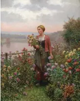  ??  ?? Daniel Ridgway Knight (1839-1924), Maria Gathering Flowers. Oil on canvas, 26 x 21½ in., signed and inscribed ‘Paris’. Courtesy Rehs Galleries.
