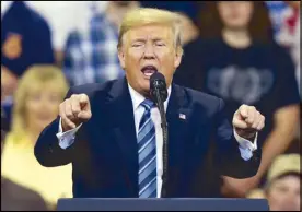  ?? AP ?? US President Donald Trump speaks at a rally at the Rimrock Auto Arena in Billings, Montana on Thursday.