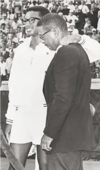  ?? New York Post 1968 via Getty Images ?? Arthur Ashe Sr. tears up after his son, then an amateur, won the U.S. Open men’s singles final Sept. 10, 1968.