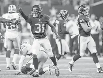  ?? Brett Coomer / Houston Chronicle ?? Defensive back Charles James II celebrates a play as a Texan on a kickoff against the Cowboys in preseason. The Texans cut James after he allowed a TD pass against the Packers on Dec. 4.