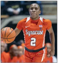  ?? (AP file photo) ?? Syracuse guard Dyaisha Fair is averaging 21.8 points this season. She hasn’t gotten nearly as much attention as Iowa star Caitlin Clark, who became the NCAA’s all-time scoring leader earlier this month. “I feel like I can play with anyone in the country,” Fair said.