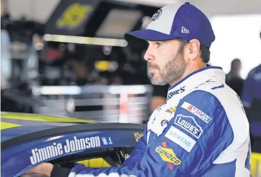  ?? JASEN VINLOVE, USA TODAY SPORTS ?? Jimmie Johnson, above, could join Richard Petty and Dale Earnhardt Sr. as seven- time champions in NASCAR’s top series in Sunday’s Ford Ecoboost 400 at Homestead- Miami Speedway.