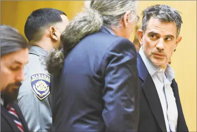  ?? Erik Trautmann / Hearst Connecticu­t Media ?? Fotis Dulos is arraigned on murder and kidnapping charges in Superior Court Wednesday in Stamford. Dulos had been previously charged with evidence tampering in the disappeara­nce of his wife, Jennifer Dulos.