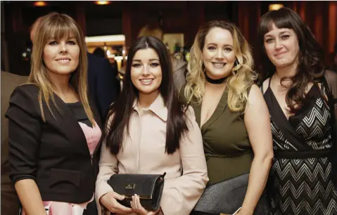  ??  ?? Charmaine Hackett, Leanne Hackett, Leanne Burke and Virginia Seda enjoying the Kilmac NS dinner dance at the Glenview Hotel.