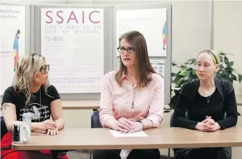  ?? MICHELLE BERG ?? Kealy Cheyenne, Jennifer Zeutzius and Krista Jenke speak out on sexual assault.