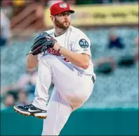  ?? James Franco / Special to the Times Union ?? Tri-city Valleycats starting pitcher Parker Kelly delivers against Equipe Quebec on Friday at Joseph L. Bruno Stadium. Kelly went seven innings, allowing three hits and one earned run while walking two and striking out four.