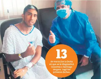  ??  ?? ARGENTINO. Santiago Vergara se ha mantenido aislado de los medios. Esta es una foto de cuando se le detectó leucemia y recibió la visita de Pedro Atala.