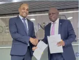  ?? ?? SIGNED AND SEALED: BOCRA CEO Martin Mokgware and Debswana MD signed a MOU to beef up cyber security