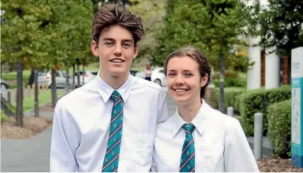  ??  ?? Kristin School deputy head prefects Declan Marshall and Jessica Tucker who are coordinati­ng the pool revamp.