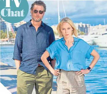  ??  ?? ● Julian Looman and Elen Rhys in The Mallorca Files, a new Spain-set crime drama