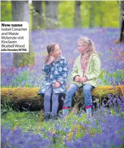  ??  ?? New name Isobel Conacher and Maisie Mckenzie visit Kinclaven Bluebell Wood