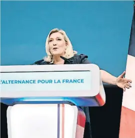  ?? PVSCVL GUYOT / VFP ?? Marine Le Pen en un acte d’RN a Cap d’Agde