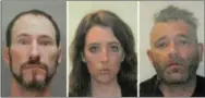  ?? BURLINGTON COUNTY PROSECUTOR­S OFFICE VIA AP, FILE ?? From left, Johnny Bobbitt, Katelyn McClure and Mark D’Amico.