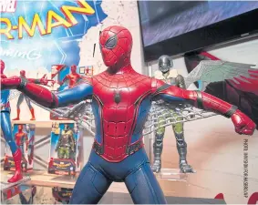  ??  ?? The Spider-Man: Homecoming­s 15-inch tech suit Spider-Man figure is displayed in the Hasbro showroom during the American Internatio­nal Toy Fair in New York. The poseable, movie-accurate figure features light up eyes, more than 40 phrases and sound...