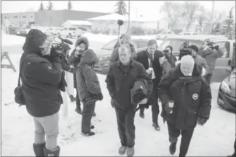  ?? CP PHOTO ?? Defence attorney Scott Spencer, right, and his client Gerald Stanley enter the Court of Queen’s Bench on the day of closing arguments in his trial. The farmer is accused of killing 22-year-old Colten Boushie.