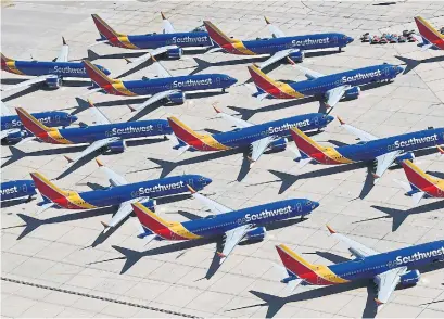  ?? MARK RALSTON AFP/GETTY IMAGES FILE PHOTO ?? Southwest Airlines, which has the biggest fleet of MAX jets, has pulled the plane from its schedules until Aug. 5.