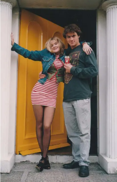  ??  ?? STUDENT LIFE: Dominic West with Catherine FitzGerald during their college days in Dublin