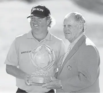  ?? JOSEPH MAIORANA, USA TODAY SPORTS ?? William McGirt, left, poses with Jack Nicklaus after winning the Memorial last year. “To win Mr. Nicklaus’ tournament is kind of like winning a green jacket,” McGirt says.