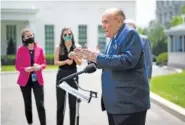  ?? DOUG MILLS/THE NEW YORK TIMES ?? Rudy Giuliani, personal lawyer to then-President Donald Trump, at the White House in Washington on July 1.