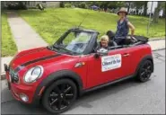  ?? PHOTO COURTESY TERI SCHLOSSER ?? Kuck rides in this year’s East Hampton’s Old Home Day Parade.