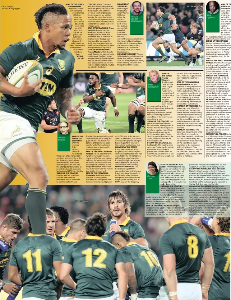  ?? Picture: Backpagepi­x ?? Elton Jantjies. Eben Etzebeth. Siya Kolisi. Jan Serfontein.