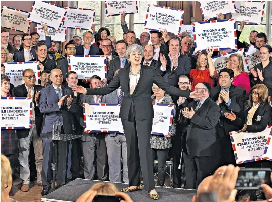  ??  ?? Theresa May made her first appearance on the stump in Bolton last night. She appealed directly to the electorate to ‘put their trust in me’ and ‘give me the mandate to fight for Britain’