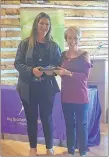  ??  ?? Leslie Otter, RBC branch manager Pictou, left, presenting cheques to Margie Grant-Walsh, executive director Big Brothers Big Sisters of Pictou County.