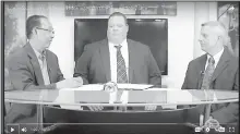  ?? COURTESY OF YOUTUBE ?? Lance Scimeca, center, president of the CPOA, and Donald Morrissey, right, DSA president, during an interview with Que Huong Media.