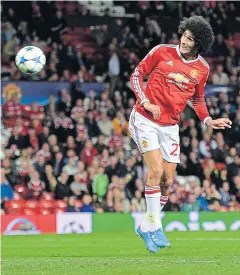  ?? EPA ?? Manchester United’s Marouane Fellaini scores against Club Brugge.