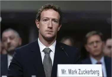  ?? JOSE LUIS MAGANA — THE ASSOCIATED PRESS ?? Meta CEO Mark Zuckerberg testifies before the Senate Judiciary Committee’s hearing on online child safety Wednesday in Washington.