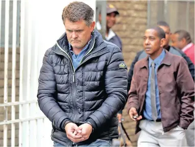  ?? PICTURE: PIET SMIT ?? CO-OPERATING: Jason Rohde outside the Stellenbos­ch Magistrate’s Court yesterday.