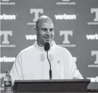  ?? SUMMER SIMMONS/TENNESSEE ATHLETICS ?? New Tennessee football coach Jeremy Pruitt and his assistants have made recruiting cornerback­s a priority to replenish a depleted seconday.