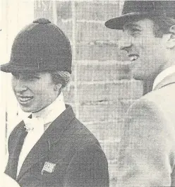  ?? ?? Left, Princess Anne competing in the 1974 Kent County Show on Goodwill, and right, with her then husband Captain Mark Phillips