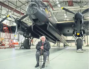  ?? Picture: PA. ?? Britain’s last surviving Dambuster, Squadron Leader George ‘Johnny’ Johnson, poses for a photograph during an event to mark the 75th anniversar­y of the Dambusters raid.