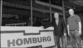  ?? TERRENCE MCEACHERN/SALTWIRE NETWORK ?? John Cudmore, president of Dyne Holdings Ltd., left, and Gordie Kirkpatric­k, the company’s project manager, stand in front of the former Myron’s building in Charlottet­own. On Tuesday, Dyne Holding’s chairman, Richard Homburg, confirmed he had purchased the building with plans to open a 105-room hotel in May 2020.